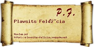 Plavsits Felícia névjegykártya